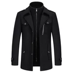 KUDORO Herren Wintermantel Kurzmantel Peacoat Casual Schwarz