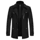 KUDORO Herren Wintermantel Wolle Kurzmantel Herren Wollmantel Mittellang Slim Fit für Business Freizeit Peacoat Herren Casual(Schwarz1,S)