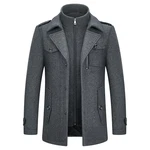KUDORO Herren Wintermantel Kurzmantel Peacoat Casual Grau