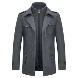 Herren Wintermantel Wolle Kurzmantel Herren Wollmantel Mittellang Slim Fit für Business Freizeit Peacoat Herren Casual(Grau1,M)