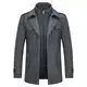KUDORO Herren Wintermantel Wolle Kurzmantel Herren Wollmantel Mittellang Slim Fit für Business Freizeit Peacoat Herren Casual(Grau1,M)