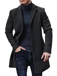 ORANDESIGNE Wollmantel Herren Lang Winter Wintermantel Mantel Slim Fit Elegant Business Trenchcoat Jacke Reverskragen Business Parka Pelzkragen Mantel mit Taschen Wolljacke Schwarz