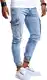 Leif Nelson Herren Jeans Hose Stretch Slim Fit Denim Lange Jeanshose für Männer Jungen weiße Freizeithose Dunkel Blaue Sommer Winter Basic LN9445 W38L32 Hell Blau