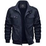 MAGCOMSEN Herren Cargo Jacke Outdoor Stehkragen Feldjacke Dunkelblau