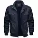 MAGCOMSEN Herren Cargojacke Outdoor Frühling Jacke Leicht Baumwolljacke Herren Freizeit Windjacke Tactical Military Jacke mit Stehkragen Dunkelblau M