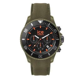 - ICE chrono Khaki orange - Grüne Herrenuhr mit Silikonarmband - Chrono - 020884 (Large)