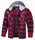 TACVASEN Flanellhemd Herren Frühlings Weich Kapuzenhemd Baumwolle Lumberjacket Arbeitshemd Kapuzenjacke für Männr (Rot, M)