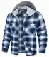 TACVASEN Herren Checked Hemd Jacke Langarm Holzfällerhemd Flanelljacke Plaid Shirts Karohemd mit Kapuze (Blau Weiß, M)
