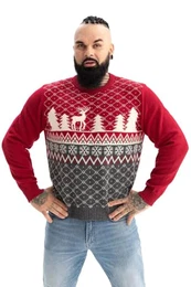 Hässlicher Weihnachtspullover Herren Unisex Lustig Ugly Christmas Sweater Chunky Gestrickter Festlicher Fairisle Pullover für Weihnachten