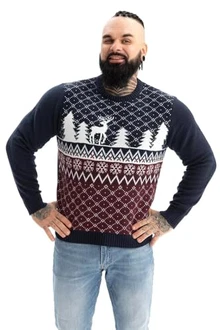 U LOOK UGLY TODAY Hässlicher Weihnachtspullover Unisex Lustig Festlicher Pullover Schwarz/Dunkelrot/Bordeaux/Dunkelblau/Braun