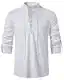 YAOHUOLE Freizeithemd Herren Regular Fit Leinen Hemd Herren Langarm Hemd Herren Regular Fit Weiß M