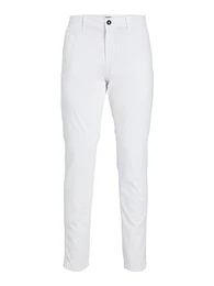 Herren Chino Hose Stretch Pants Konischer Schnitt Slim Fit Look JPSTMARCO JJBOWIE, Farben:Weiß, Größe Hosen:32W / 32L, Z-Länge:L32