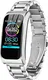 Silber Fitnessuhr mit GPS Wasserdicht IP68 Pulsmesser Schrittzähler Kalorienzähler Sportuhr für Damen Herren Smartwatch Edelstahl