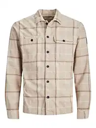 Men's JCOBEN Classic Check Overshirt LS S23 Hemd, Cobblestone, M