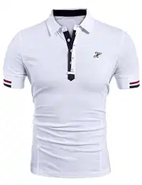 Casual Slim Fit Polohemd Herren Kurzarm Baumwolle Klassisch Polo T-Shirt Classic Polo Tees (Weiß M)