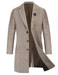 Herren Hochzeit Festlich Dunffecoat Casual Vintage Seitentaschen Wintermantel Kaffee M