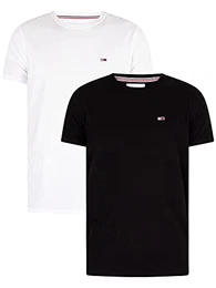Tommy Jeans Herren T-Shirt Kurzarm TJM Slim Slim Fit, Weiß (White/Black), S