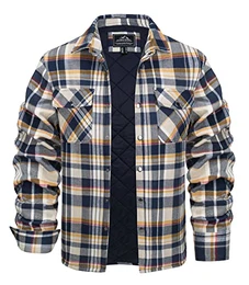 Herren Karierte Jacke Langarm Flanellhemd Männer Hemdjacke Casual Baumwolle Holzfällerjacke Winter Thermohemden Freizeithemd Frühling Karierte Hemd Herbst Übergangsjacke Gelb M