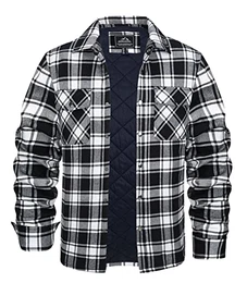 Hemdjacke Herren Karo Jacke Freizeit Flanell Hemd Casual Kariert Baumwolljacke Warm Übergangsjacke Langarm Check Shirt Arbeitshemd mit Brusttaschen Schwarz M