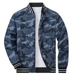 TACVASEN Herren Bomberjacke Pilotenjacke Übergangsjacke Graublau Camo