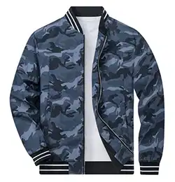 Herren Sportjacke Casual Jacket Frühlingsjacke Leicht Winddicht Übergangsjacke, Graublau Camo