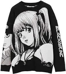 Anime Frau Strickpullover Herren Oversized Sweatshirts Rundhalsausschnitt Langarm Gedruckt Pullover Unisex