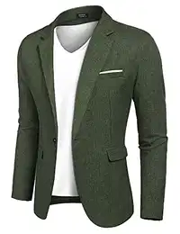 Herren Sakko Jackett Sportmäntel Anzüge Blazer Jackett Lässige Anzugjacke, Dunkelgrün, Gr. M