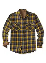 Flanellhemd Herren Kariert Hemd Herren Oktoberfest Hemd Baumwolle Langarm Freizeithemd Casual Flanellhemden Western Karohemd Mit Brusttasche Regular Fit Gelb M