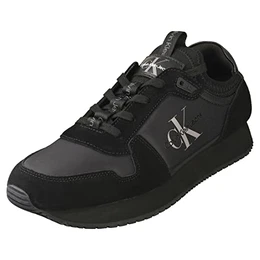 Herren Runner Sneaker Sock Laceup Nylon-Leather Sportschuhe, Schwarz (Triple Black), 43