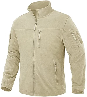 TACVASEN Herren Fleecejacke Military Fleece Army Jacket Warm Jacke Winter für Outdoor Beige