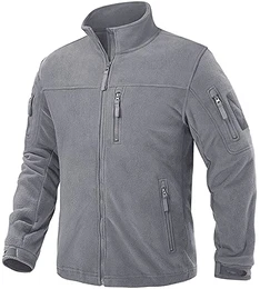 Herren Fleecejacke Military Fleece Army Jacket Warm Jacke Winter für Outdoor (M, Hellgrau)