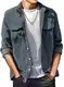Meilicloth Cord Hemd Herren Hemdjacke Hemden Langarm Dünne Einfarbig Vintage Freizeithemd Casual mit Fronttasche Regular Fit Grau M