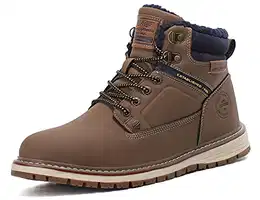 Winterschuhe Herren Warm Gefüttert Wanderstiefel Draussen Schneestiefel Trekkingschuhe Gr.41-46 (43 EU, C_Braun mit Flaum, Größe 43)