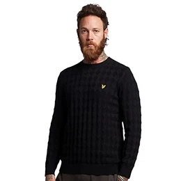Strickpullover für Männer schwarz L - Casual Argyle Crew Neck Herren, Pullover mit Rundhalsausschnitt