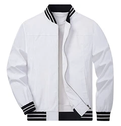 TACVASEN Herren Bomberjacke Pilotenjacke Übergangsjacke Weiß