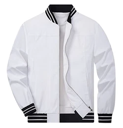 Herren Sportjacke Casual Jacket Frühlingsjacke Leicht Winddicht Übergangsjacke,Weiß