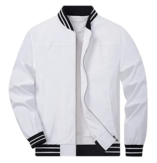 TACVASEN Herren Bomberjacke Pilotenjacke Übergangsjacke Weiß