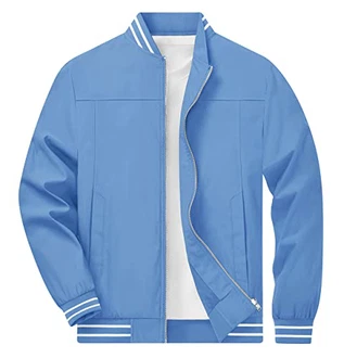 TACVASEN Herren Bomberjacke Pilotenjacke Übergangsjacke Hellblau