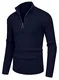 Sailwind Herren Pullover 1/4 Zip Polo Hals Pullover Für Männer Langarm Oberteile Gerippte Schildkröte Hals Viertel Zip Strickwaren Pullover (Marineblau, M)