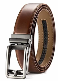 Ledergürtel Herren Braun – Automatik Gürtel Herren Leder 35mm für Anzug und Freizeit – Mikroverstellbarer Gürtel passt überall