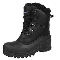 riemot Wasserdicht Schneestiefel Warme Winterstiefel Gefüttert Winterschuhe Rutschfest Outdoor Wanderschuhe Trekkingschuhe Winter Boots Schwarz