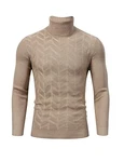 ThinkSTEM Herren Rollkragen Pullover Langarmshirt Feinstrick Sweater Slim Fit Basic Khaki
