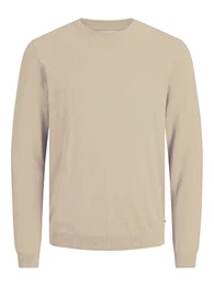 Herren JJEBASIC Knit Crew Neck NOOS 12137190, Crockery, XS