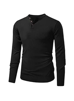 Jolicloth Herren Pullover Button V-Ausschnitt Strickpullover Klassischer Pullover Sweatshirt Slim Fit Schwarz