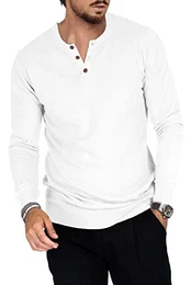 Herren Pullover Button V-Ausschitt Strickpullover Klassischer Pullover Sweatshirt 100% Baumwolle Slim Fit Weiß M