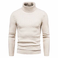 CELANDA Herren Strickpullover Warme Winter Rollkragenpullover Freizeit Slim Fit Basic Sweatshirt Longsleeve Pullover Solid für Männer Khaki