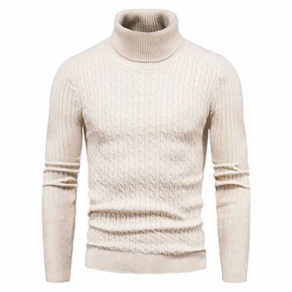 CELANDA Herren Strickpullover Warme Winter Rollkragenpullover Freizeit Slim Fit Basic Sweatshirt Longsleeve Pullover Solid für Männer Khaki