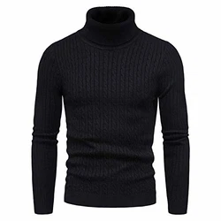 CELANDA Herren Strickpullover Warme Winter Rollkragenpullover Freizeit Slim Fit Basic Sweatshirt Longsleeve Pullover Solid für Männer Schwarz