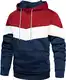 MANLUODANNI Herren Farbblock Hoodie Männer Kapuzenpullover Warm Pullover mit Kapuze Hoodies Hoody Fleece Sweatshirt Freizeit Langarm Hood Rot+Dunkelblau M