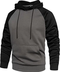 MANLUODANNI Herren Raglan Hoodie Kapuzenpullover Grau/Dunkelgrau/Hellgrau